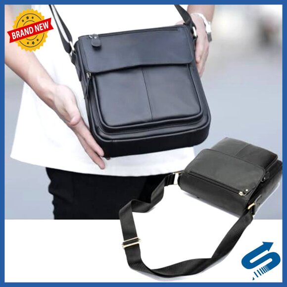 Genuine Leather Messenger Bag Crossbody Satchel Business Travel Work Purse - Picture 2 of 6